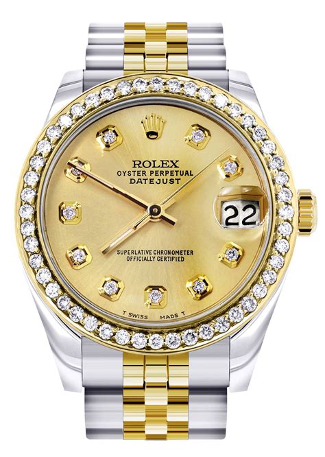 rolex diamond watch with unique dial|Rolex watch with diamond bezel.